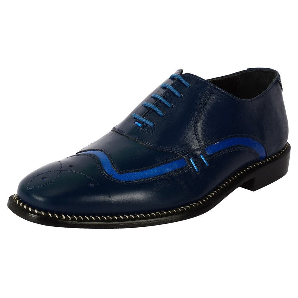 Youth NAVY/ ROYAL Leather Oxford Style Dress Shoes